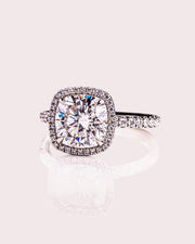Vintage Cushion Cut Moissanite Halo Engagement Ring Anniversary Ring Mapple Gems